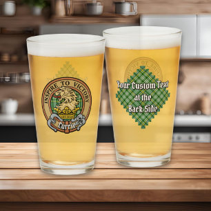 Clan Currie Lion Crest over Tartan Glas