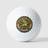 Clan Currie Lion Crest over Tartan Golfballen (Voorkant)