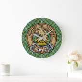 Clan Currie Lion Crest over Tartan Grote Klok (Huis)