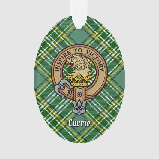 Clan Currie Lion Crest over Tartan Ornament (voorkant)
