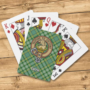 Clan Currie Lion Crest over Tartan Pokerkaarten