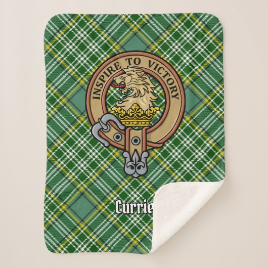 Clan Currie Lion Crest over Tartan Sherpa Deken (Voorkant)