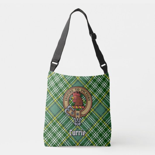 Clan Currie Rooster Crest over Tartan Crossbody Tas (Voorkant)