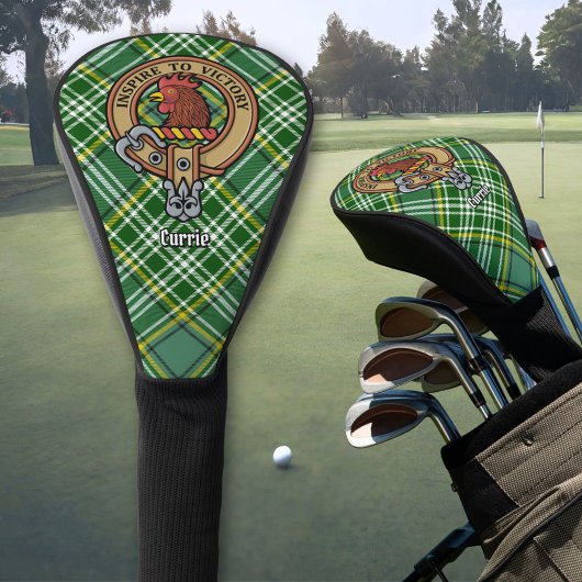 Clan Currie Rooster Crest over Tartan Golfheadcover