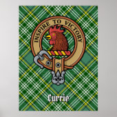 Clan Currie Rooster Crest over Tartan Poster (Voorkant)