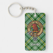 Clan Currie Rooster Crest over Tartan Sleutelhanger (Voorkant)