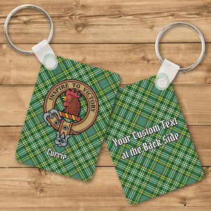 Clan Currie Rooster Crest over Tartan Sleutelhanger