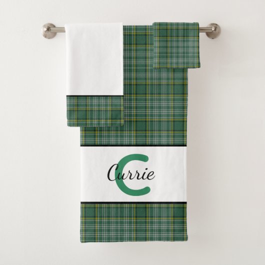 Clan CurrieTartan Monogrammed Bath Towel Set Bad Handdoek (Insitu)
