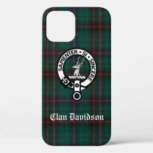 Clan Davidson Crest Badge en Tartan iPhone 12 Pro Hoesje