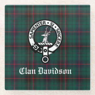 Clan Davidson Crest Badge en Tartan Glazen Onderzetter
