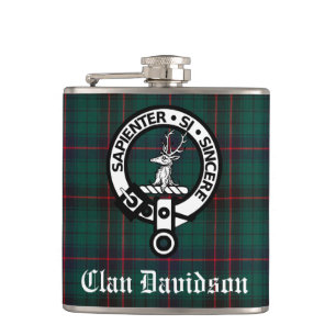 Clan Davidson Crest Badge en Tartan Heupfles