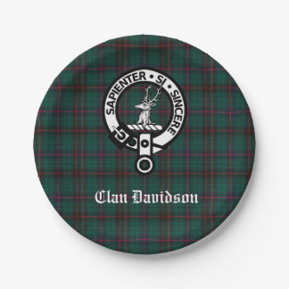 Clan Davidson Crest Badge en Tartan Papieren Bordje