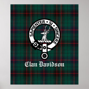 Clan Davidson Crest Badge en Tartan Poster