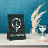 Clan Davidson Crest Badge en Tartan Tabletop Fotoplaat (Zijkant)