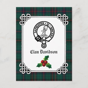 Clan Davidson Crest Badge & Tartan Holiday Briefkaart