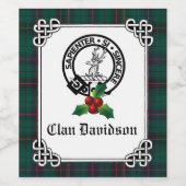 Clan Davidson Crest Badge & Tartan Holiday Wijn Etiket (Enkel label)