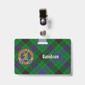 Clan Davidson Crest over Tartan Badge (Front with Clip)
