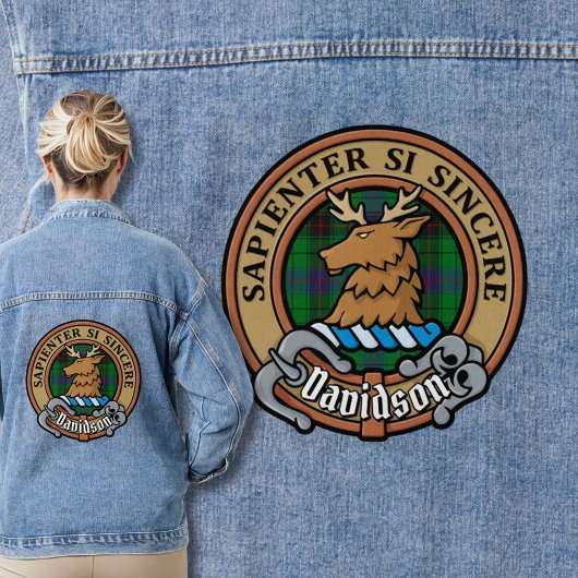 Clan Davidson Crest over Tartan Denim Jacket