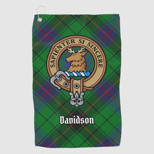 Clan Davidson Crest over Tartan Golfhanddoek (Voorkant)