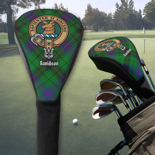 Clan Davidson Crest over Tartan Golfheadcover