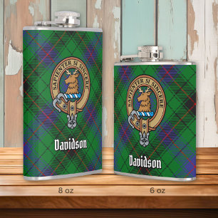 Clan Davidson Crest over Tartan Heupfles