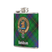 Clan Davidson Crest over Tartan Heupfles (Links)