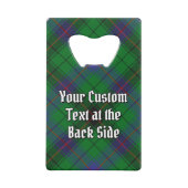 Clan Davidson Crest over Tartan Kredietkaart Flessenopener (Achterkant)