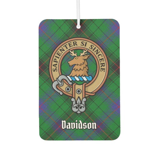 Clan Davidson Crest over Tartan Luchtverfrisser (Voorkant)