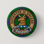 Clan Davidson Crest over Tartan Ronde Button 5,7 Cm (Voorkant)