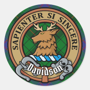 Clan Davidson Crest over Tartan Ronde Sticker
