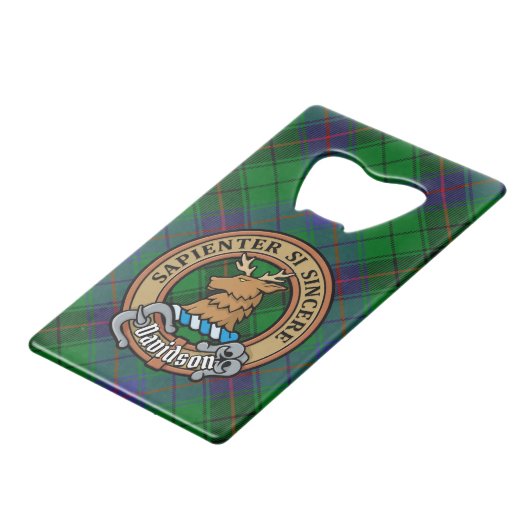 Clan Davidson Crest sur Tartan (Devant Angle)