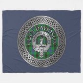 Clan Davidson Crest & Tartan Knot Fleece Deken (Voorkant (Horizontaal))