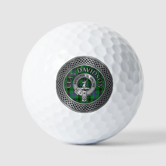 Clan Davidson Crest & Tartan Knot Golfballen (Voorkant)