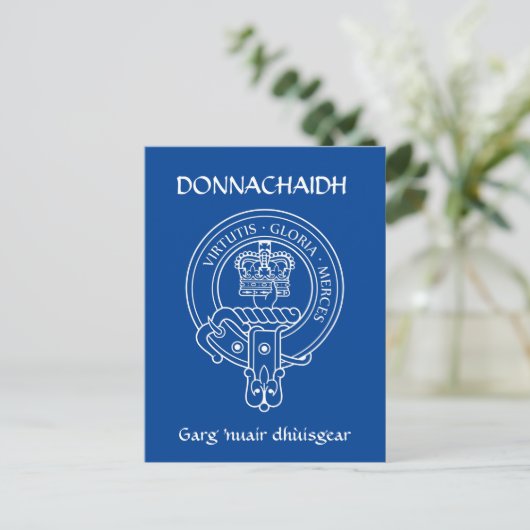 Clan Donnachaidh (Robertson) Crest & War Cry Briefkaart (Staand voorkant)