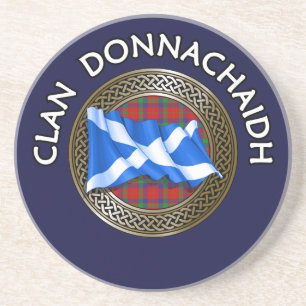 Clan Donnachaidh Robertson Tartan Knot & Flag Zandsteen Onderzetter