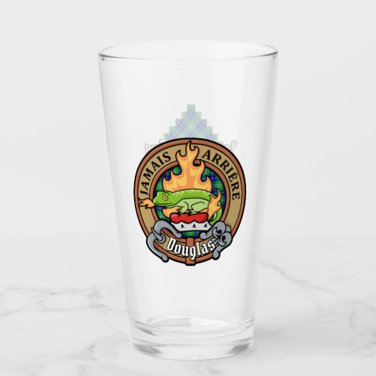 Clan Douglas Crest over Tartan Glas (Voorkant)