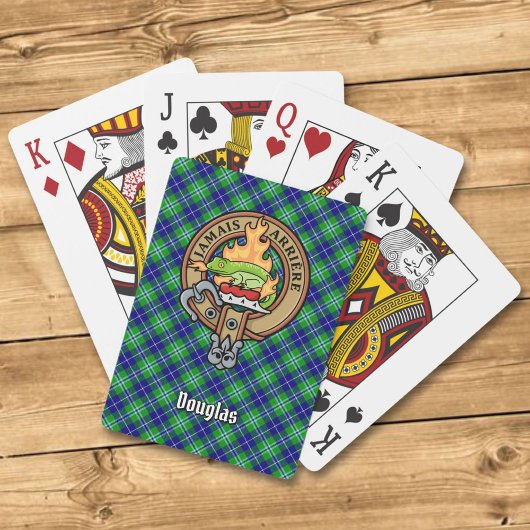 Clan Douglas Crest over Tartan Pokerkaarten