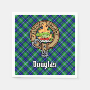 Clan Douglas Crest over Tartan Servet