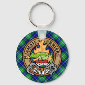 Clan Douglas Crest over Tartan Sleutelhanger (Voorkant)