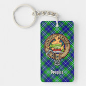 Clan Douglas Crest over Tartan Sleutelhanger (Voorkant)