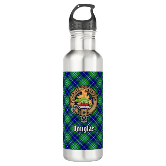 Clan Douglas Crest over Tartan Waterfles (Voorkant)
