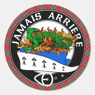 Clan Douglas Crest voor Red Douglas Tartan Ronde Sticker