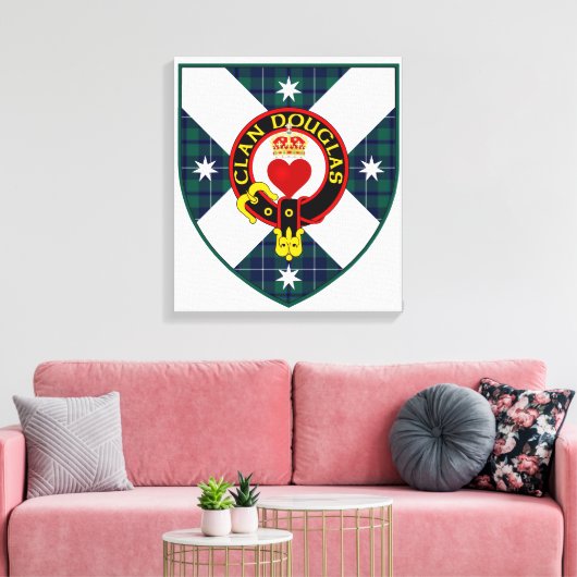 Clan Douglas Shield op doek Canvas Afdruk (Insitu (Woonkamer))
