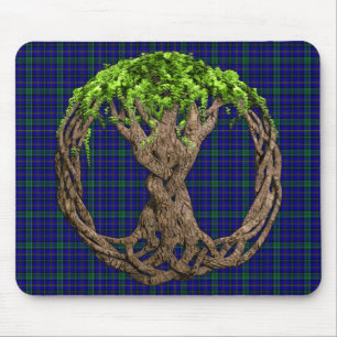 Clan drair tritartan en Keltische boom of Life Muismat