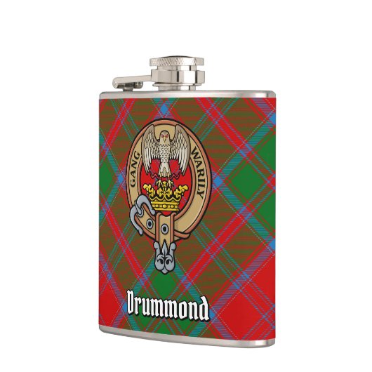 Clan Drummond Crest over Tartan Heupfles (Links)