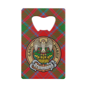 Clan Drummond Crest over Tartan Kredietkaart Flessenopener