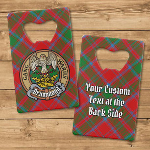 Clan Drummond Crest over Tartan Kredietkaart Flessenopener