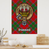Clan Drummond Crest over Tartan Poster (Keuken)