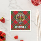 Clan Drummond Crest over Tartan Servet (Insitu)