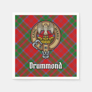 Clan Drummond Crest over Tartan Servet